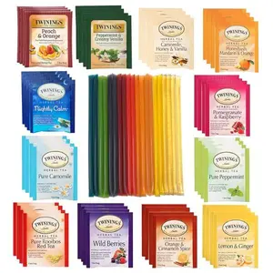 Twinings Tea Sampler Set - 48 Assorted Tea Bags with 20 Honey Sticks Beverage Natural