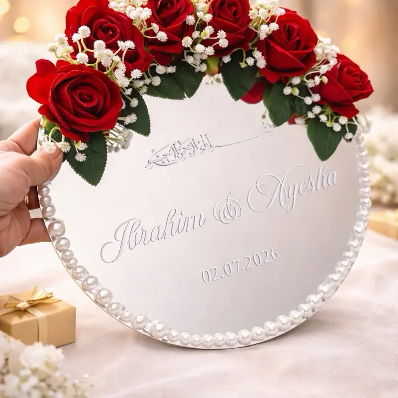 Arabic Nikkah Engagement Mirror Plate Vinyl Decals, Shaadi Mirror Plate Stickers, Customized Mirror Plate Decals