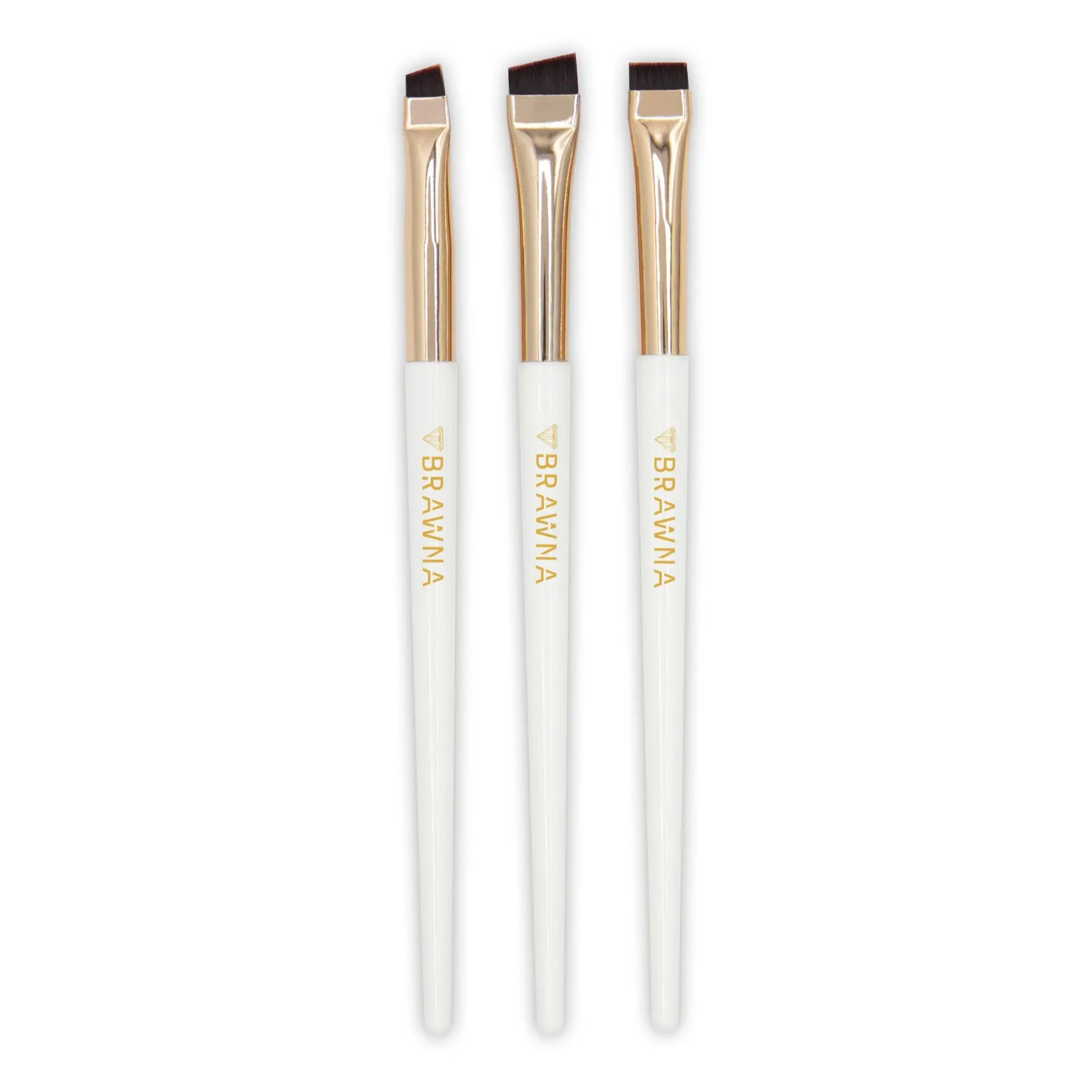 BRAWNA Eyebrow and Lip Brush Set - 3 Pcs Angled Precision Eyeliner Makeup Brushes