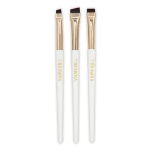 BRAWNA Eyebrow Brush Set - 3 Pcs Angled Precision Eyeliner Makeup Brushes for Gel Powder Cream Pomade Paste Compact Cosmetic Gift