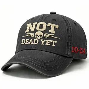 NOT DE*D YET Veteran Embroidered wash Hat – DD214 Military Style Adjustable Cap for Men, Perfect Gift For Dad Low Profile Dad Hat Pigment Dyed