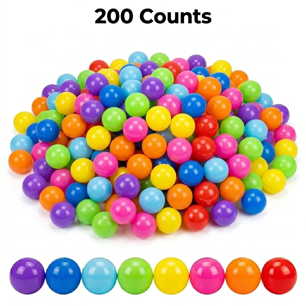 Ball Pit Balls 200 Count 8 Bright Colors 2.2 Inch Non-PVC Plastic Phthalate Lead & BPA-Free Safe Durable Play Balls for Kids Perfect for Playtime