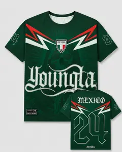 Women's Football Oversized T-Shirt - Mexico Skull Graphic, Vintage Soccer Streetwear, Gothic Fan Tee, Y2K Jersey Style