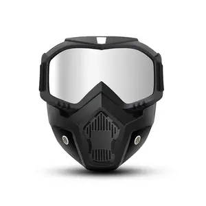 Ski Full-Face Goggle with Anti-Fog High-Definition Lenses, Detachable Adjustable Mask & Comfortable Sponge Pad - Plastic Sports & Outdoor Face Cover for Yardwork