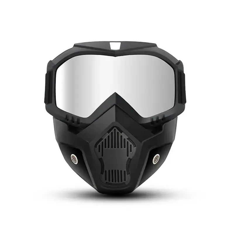 Offroad PC Lens Goggles with Detachable Breathable Mask, Anti-Fog Face Cover for Paintball & Outdoor Sports with Vented Dual Filters & Adjustable Strap, Protective Gear