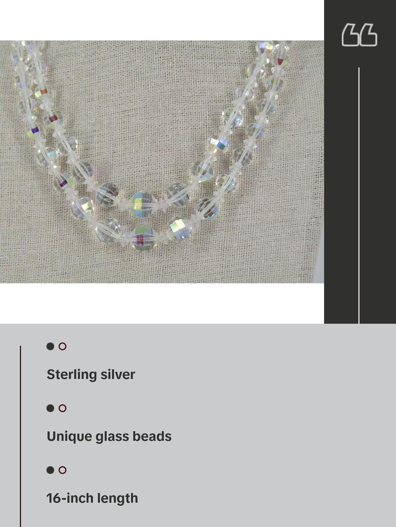 Silver Necklace With Faceted Clear Glass Beads