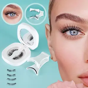 Magnetic Eyelashes with Applicator, 1 Box Reusable Natural Look Magnetic Eyelashes with Eyelash Curler Tool, Easy To Wear and Remove Eyelashes, Makeup, Magnetic Lash Kit