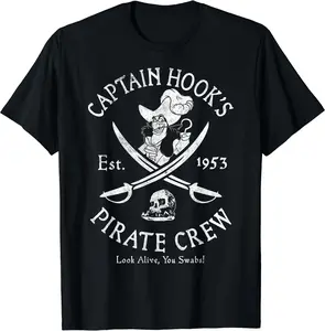 Peter Pan Captain Hook Pirate Crew Est 1953 Logo T-Shirt