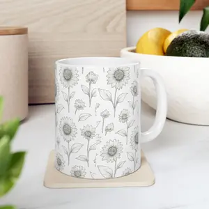 Delicate Sunflower Field Full Wrap Coffee Mug | Flowers Gift | Ceramic Mug