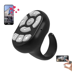 Multi-Button Fingertip Wireless Bluetooth Microphone Remote Scrolling Ring, Smartphone Camera Selfie Accessories for iOS/Android Devices