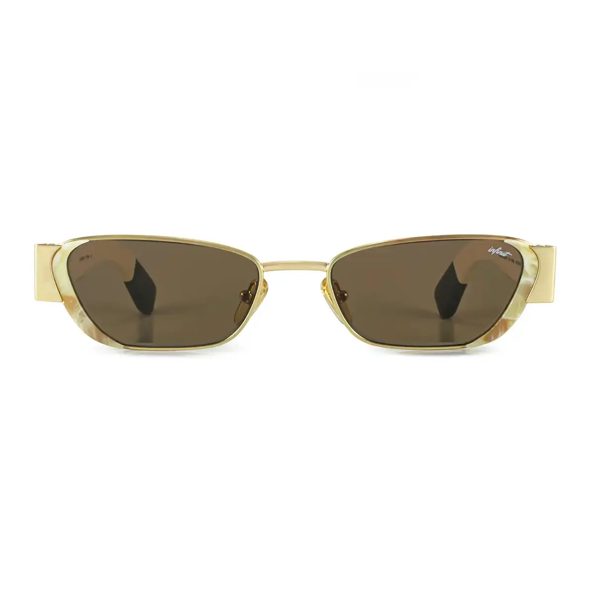 Infinit Diana Rectangle Sunglasses, Gold + Brown
