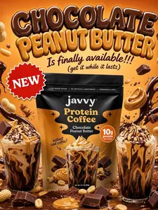 Javvy Chocolate Peanut Butter Protein Iced Coffee - Premium Whey Protein & Instant Iced Coffees - 100% Natural Cold Brew - Zero Artificial Flavors & Sweeteners, 80 mg Caffeine, No Added Sugar, 20 Servings