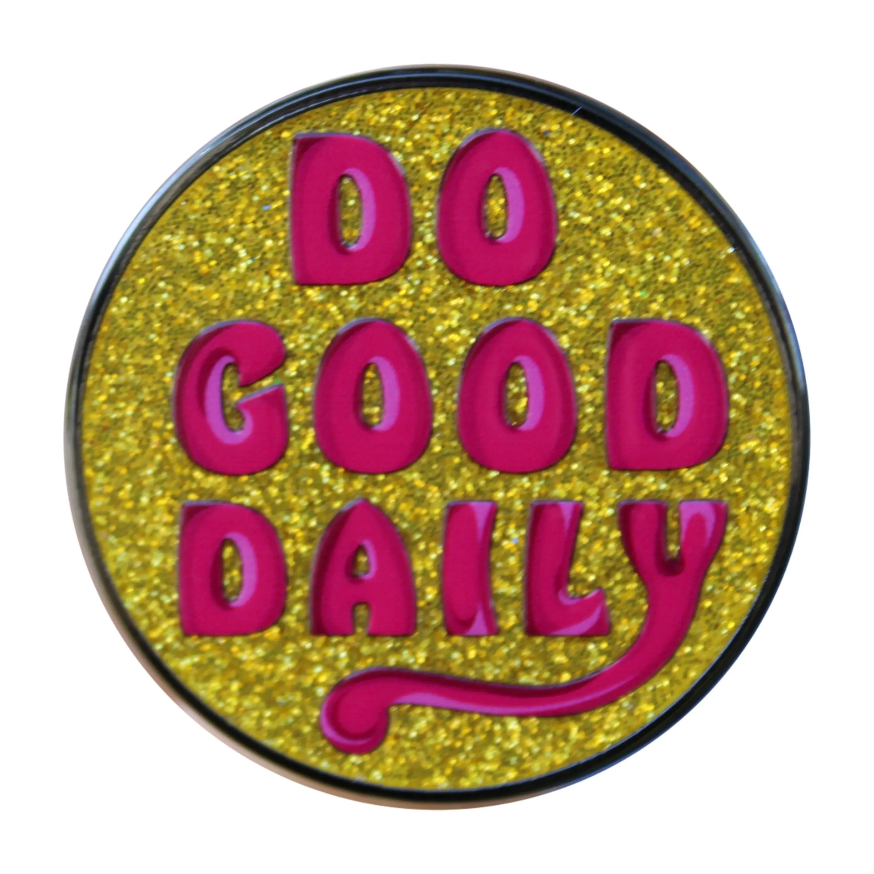 Do Good Daily Glitter Lapel Pin - Sunshine Yellow With Magnet