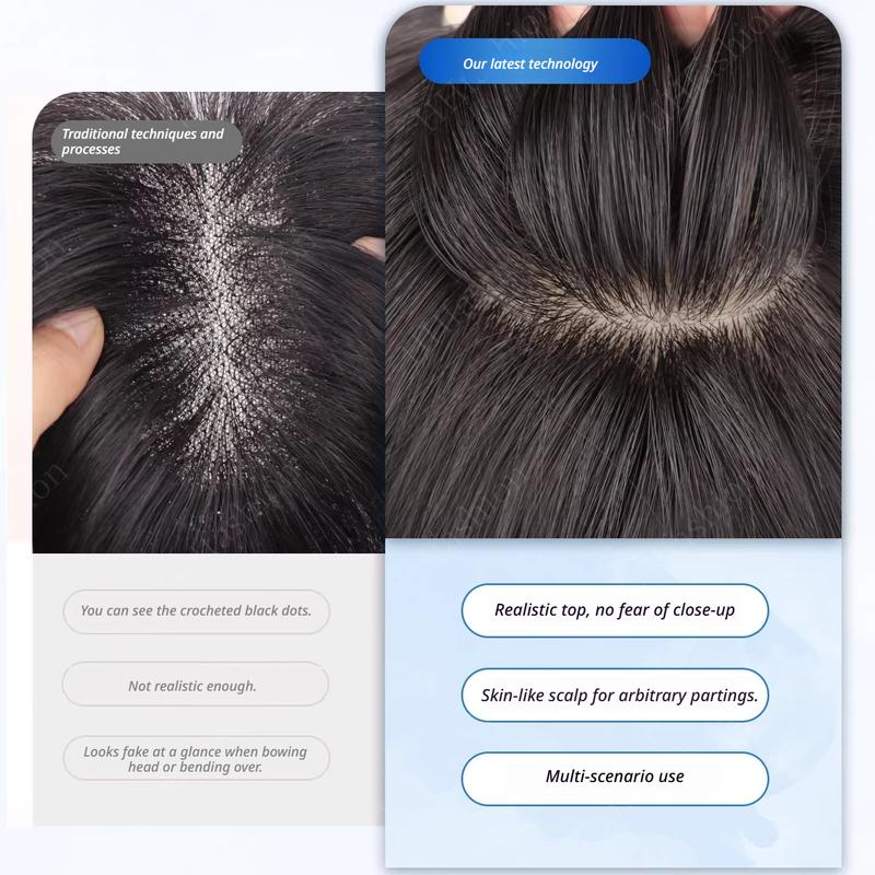 7x11cm V-shaped frontal hairpiece Women's real hair, fully hand-woven, thin bangs.Invisible, seamless, natural, and comfortable.Increase hair volume and cover up thinning hair.Become younger and more stylish.