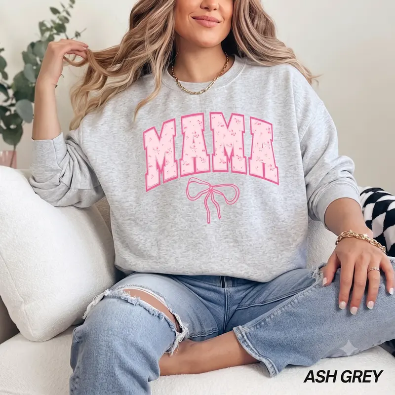 Floral Mama Sweatshirt, Coquette Sweatshirt Coquette Bow Sweatshirt  Cotton