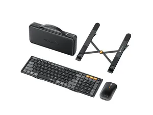 ProtoArc Tri-Fold Wireless Keyboard Mouse Combo with Laptop Stand -portable Bluetooth, XKM01 CaseUp - Black