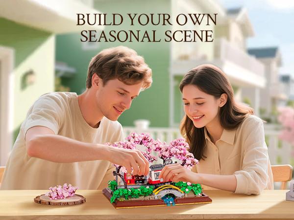 【Summervibes】WISE BLOCK Sakura Tree Building Block Set for Adult 900Pcs Artificial Blocks Unique Structures Fun Wooden Model Kit Wooden Diy Kit