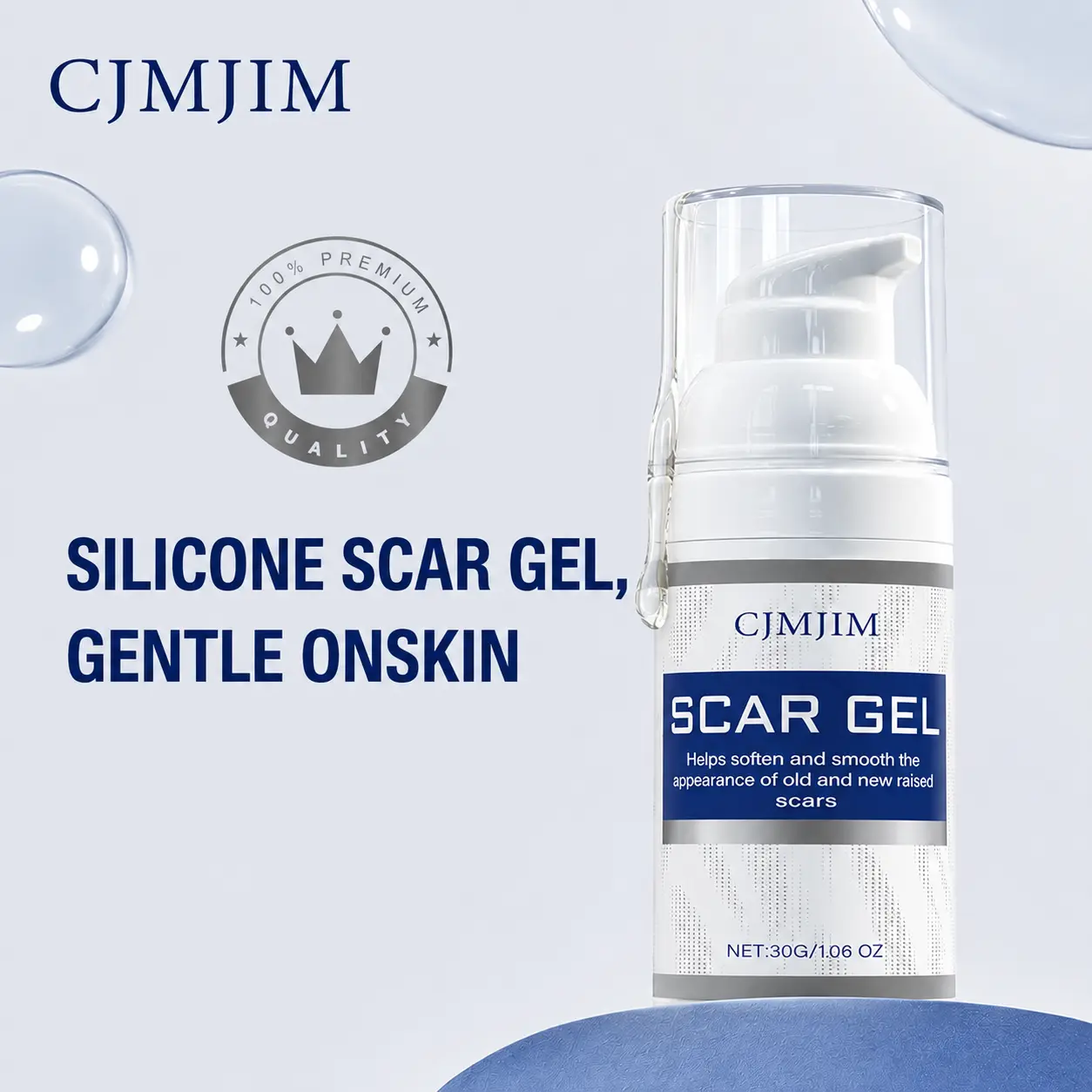 CJMJIM Advanced Silicone Scar Gel 30g – Scar Treatment for Surgical, C-Section, Burn & Acne Scars, Fast-Drying & Non-Greasy Formula, Helps Reduce the Appearance of Scars, Smooth & Soften Skin for Daily Scar Care