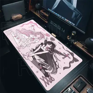Pink Kawaii Desk Mat Cute Anime Girls Mouse Pad Desk Decoration Mousemat Large E-Sports Tablemat Office accessories Aesthetics Mats
