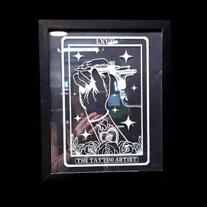 Tattoo Artist Tarot Card Art Etched Glass Decor