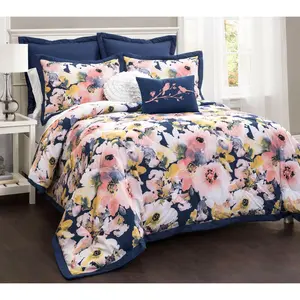 Floral Watercolor 7-Piece King Comforter Set byLush Decor