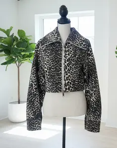 Pre-Owned Ganni Leopard Print Cropped Jacket - NEW