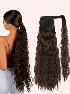 85cm Long Wig Tail, Magic Tape Corn Curl Wig Tail, Puffy Curly Fiber Wig Tail, Synthetic Hair Extension, Easy Wear, Natural Look