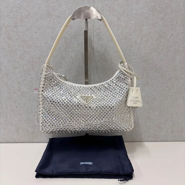 Pre-owned PRADA / Shoulder Bags Re Edition 2005 Crystal Satin Hobo Bag 21746815