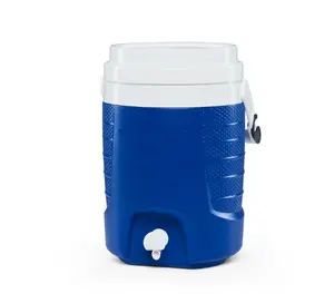 Sports Plastic Beverage Dispenser Jug 2 gal with Hooks, Blue Drinkware