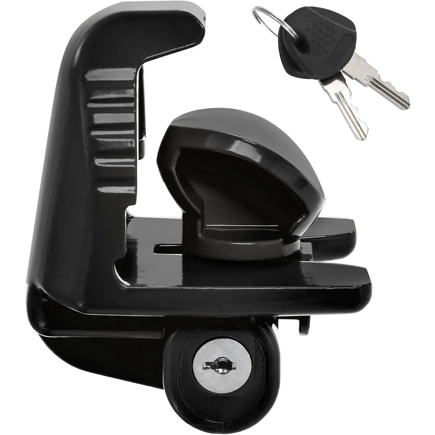 Zinc Alloy Anti-Corrosion Key-Operated Trailer Hitch Lock, Heavy-Duty Coupler Lock for RV Trucks & Tow Vehicles, Fits 1-7/8", 2" & 2-5/16" Couplers, Black, Fits Multiple Trailer Types