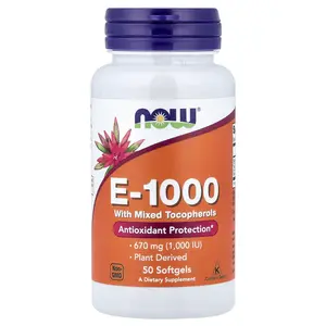 NOW Foods E-1000 with Mixed Tocopherols, 670 mg (1,000 IU), 50 Softgels