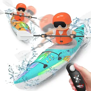 Remote Control Boat Toy,Remote Control Kayak Boat W/Colorful LED Light for Kids, Innovative Realistic Paddling Design,2.4 Ghz Remote Control Boat Toy, Gifts for Boys Girls
