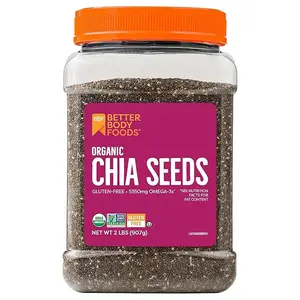 BetterBody Foods Organic Chia Seeds 2 lbs, 32 Oz, with Omega-3, Non-GMO, Gluten Free, Keto Diet Friendly, Vegan, Good Source of Fiber
