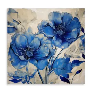 360 stand Modern Blue Tablecloth - 58x58 in Flooded Flowers Vibrant Floral Print, Indoor & Outdoor Decor for Home Outdoor Furniture Tables, Indoor-Outdoor Tablecloths, Waterproof Tablecloths