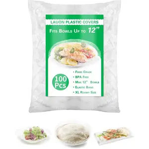 Plastic Bowl Covers for Sourdough Bread Proofing Large Disposable Elastic Food Wraps Fits 12-inch Bowls, Shower Caps for Banneton Bread Proofing Basket Plastic Food Wrap Can Covers 100 Pcs
