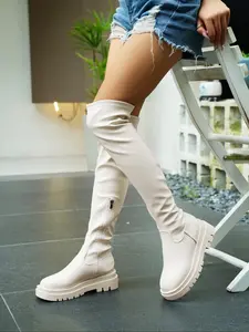 Women's New Stylish High Over Knee Classic Pull On Boots, Flattering Platform Chunky Heeled Riding Boots for Fall & Winter, Perfect for Casual and Office Wear