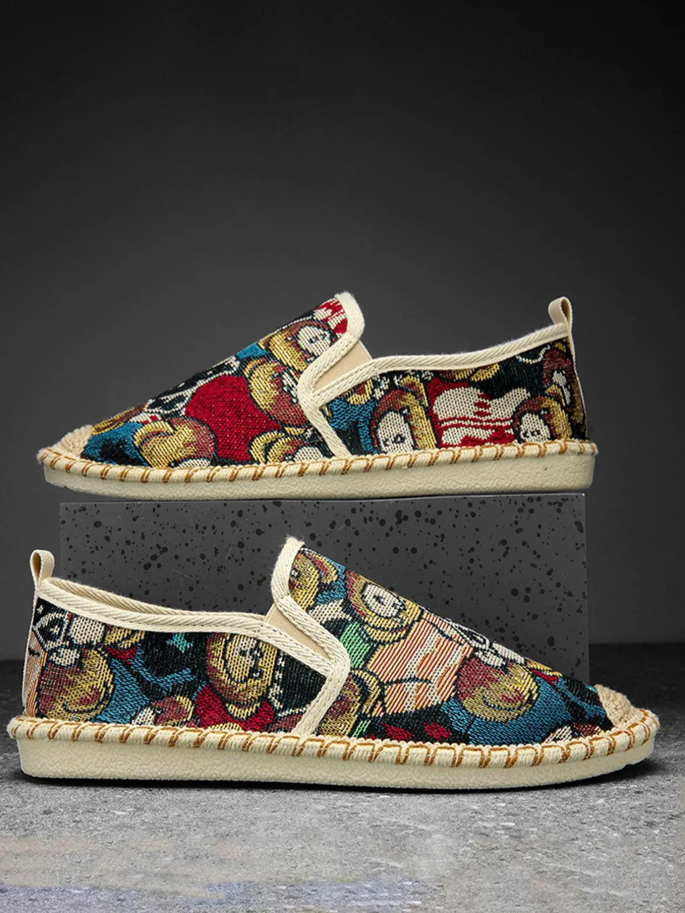 Men's Cartoon Bear Print Athletic Slip On Shoes, Sporty Casual Comfortable Lightweight Walking Shoes, Non-slip Shoes for Daily Wear, Versatile Athleisure Style
