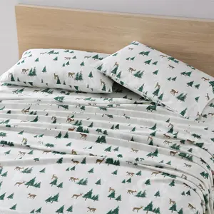- Queen Sheet, Warm Flannel with Deep Pockets, Brushed for Extra Softness,, Oeko-Tex Certified (Deer Hollow, Queen)
