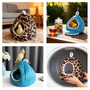 Bird Hanging Hammock Nest Frame, Soft Plush Material, Winter Shelter for Parrots, Budgies, Hamsters, Bird Cage Accessory