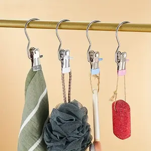 Pants, hats, socks clips 'clips with hooks, suitable for hanging heavy objects —— neat and space-saving pants racks, multi-functional household storage racks, 360° rotating portable storage clips, clothespins