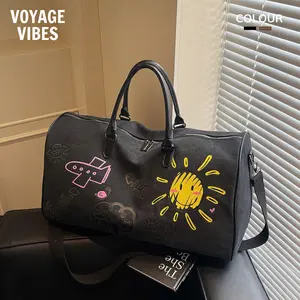 Edgy And Unique Canvas Duffel Bag, Youthful And Travel Handbag, Weekend Getaway Bag, Large Capacity Travel