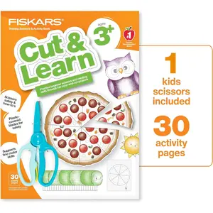 Cut & Learn Kids Activity Book and Training Scissors - Gifts for Kids - Ages 3+