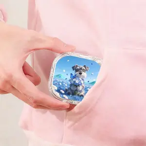 Blue Flower Field Schnauzer Printed Braces Box, High-Value Transparent Denture Box, Student Portable Orthodontic Retainer Storage Case, Waterproof Scratch-Resistant