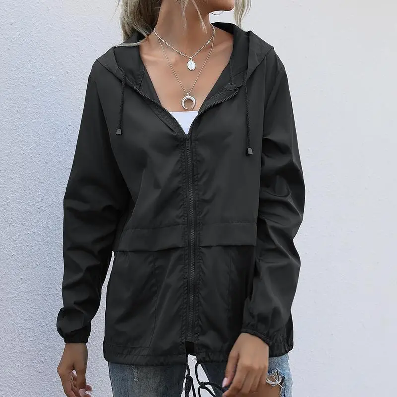 Women Waterproof Lightweight Raincoat with Hood Windbreaker Jacket Women Rain Coats
