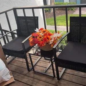 MURAGO 3-Piece Outdoor Furniture Set, Patio Bistro Set with Waterproof Wicker Chairs, Glass Table & Cushions for Garden, Balcony Clearance, Patio Furniture Set summergarden,home decor,camping essentials