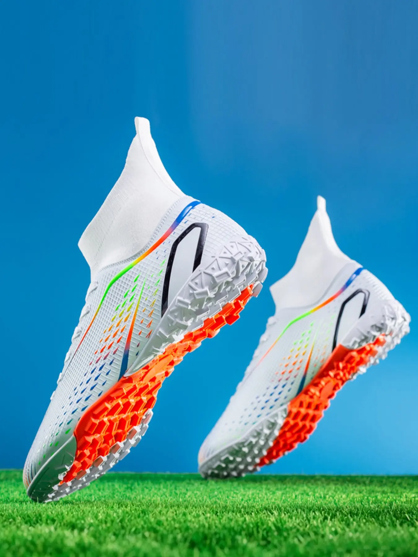 Adult Unisex Soccer Shoes, Football Boots, Soccer Cleats, Sports Football Shoes, Professional Training Match Footwear, Indoor Outdoor Anti-Slip Durable Long Studs Ag TF, Sporty PU Leather
