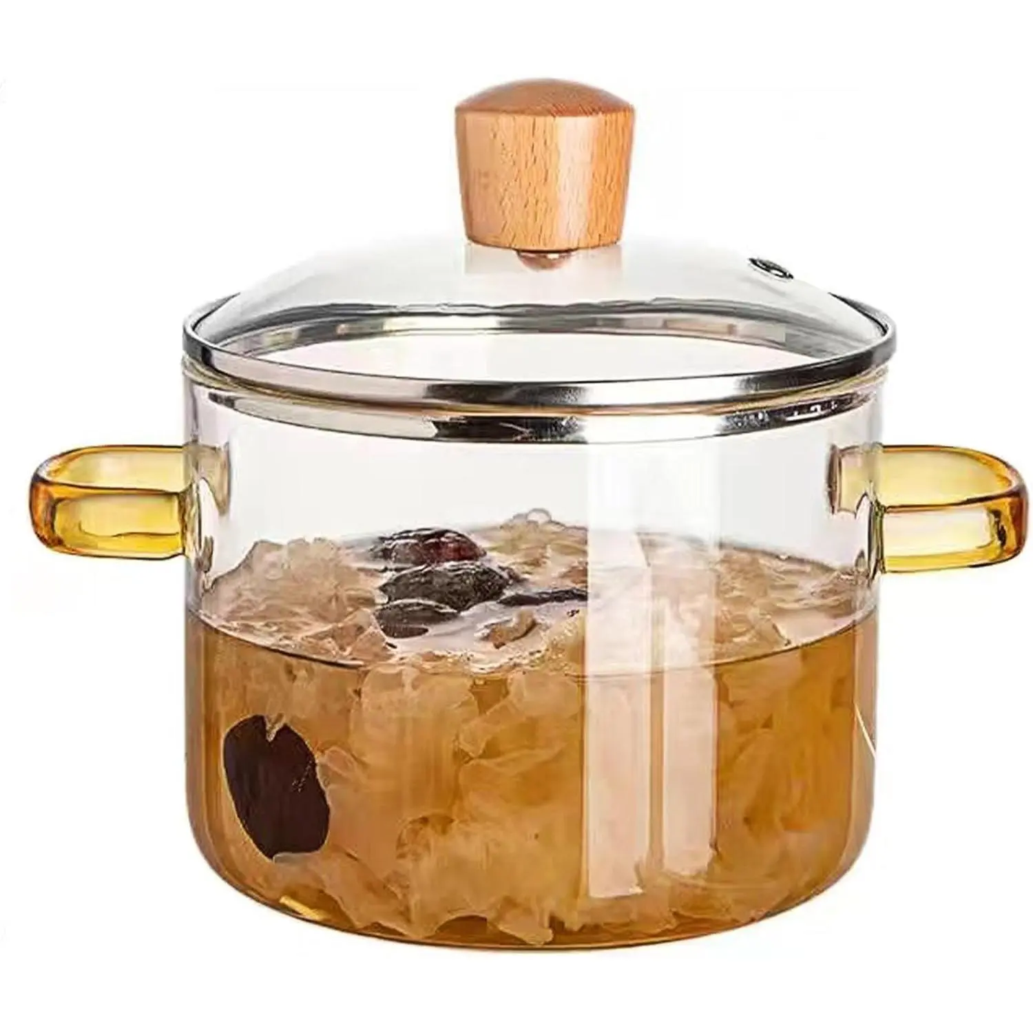 Clear Cooking Pots 1.5L(50oz) High Borosilicate Cooking Pot,Cooking Pots for Stove Top Glass Saucepan,Glass Pot With Lid for Cooking Noodle,Soup,Milk,Tea
