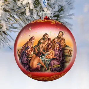 G.DeBrekht 73881R 5 x 5.5 in. Nostalgic Family Nativity Glass Ornaments