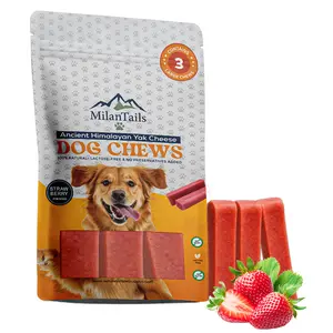 MilanTails Premium Gold Yak Cheese Himalayan Dog Chews, Dog Treats for Dogs, All Natural, High Protein, for Aggressive Chewers (StrawBerry)