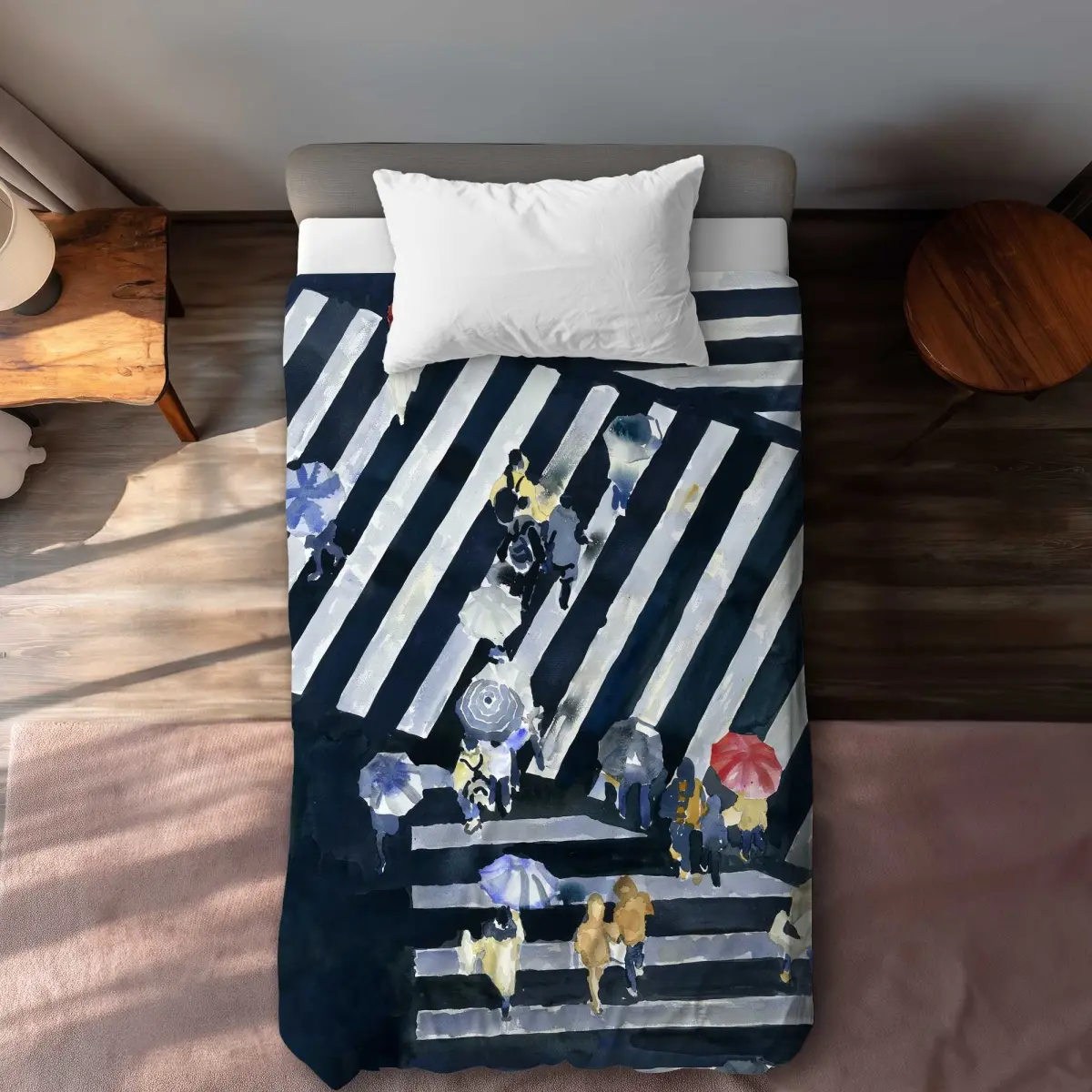212 MAIN Twin Size Extra Long Duvet Cover Set - Main Street Scenic Print, Machine Washable Textile, Bedroom Bedding Set, Home Decor Linen Piece
